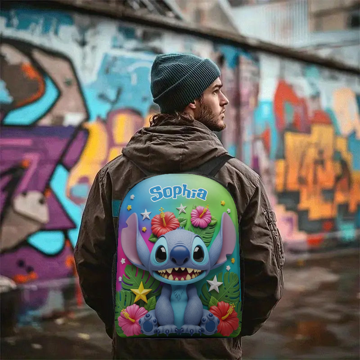 Blue Alien - Personalized Ohana Multifunctional Backpack