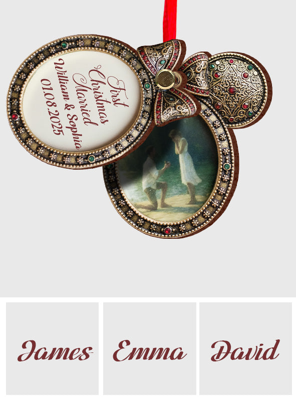 Our First Christmas Married - Personalized Mouse Flip Ornament