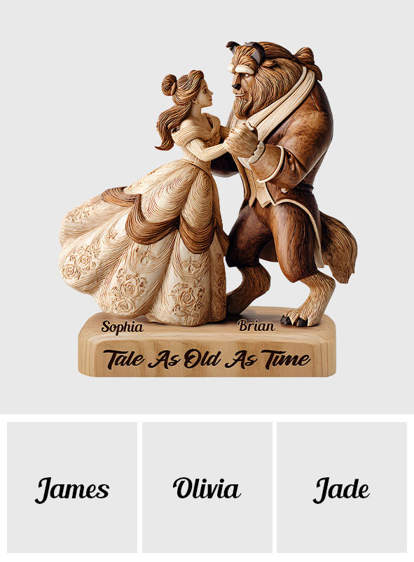 Fairy Tale Romantic Tale As Old As Time - Personalized Couple Custom Shaped Wood Plaque