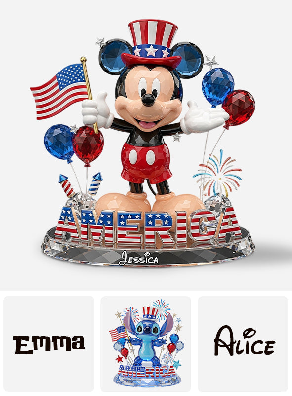 Stars, Stripes And Magic - Personalized Mouse Custom Shaped Acrylic Plaque