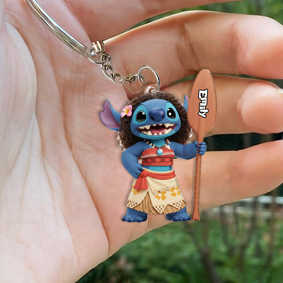 Blue Ohana Princess - Personalized Ohana Keychain