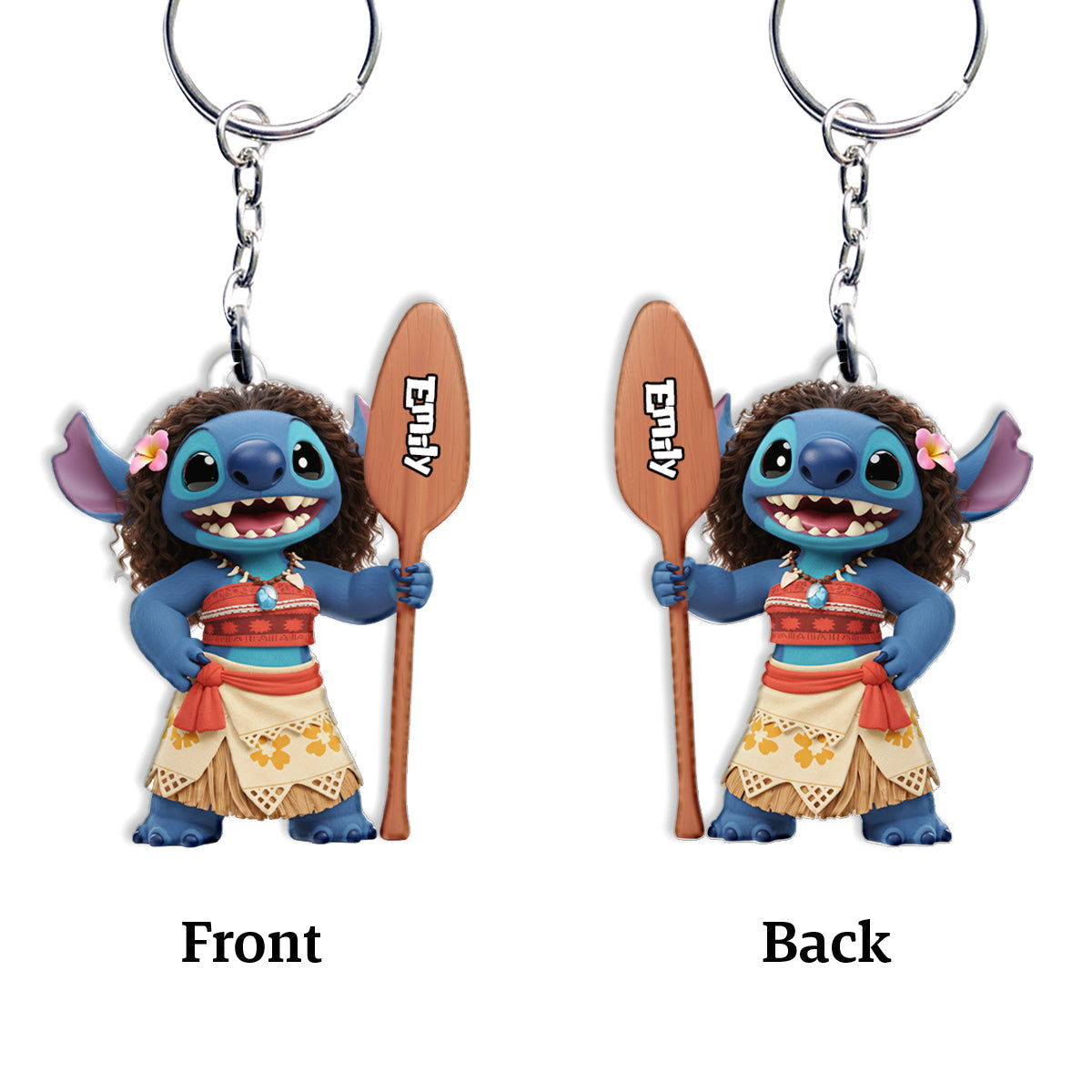 Blue Ohana Princess - Personalized Ohana Keychain