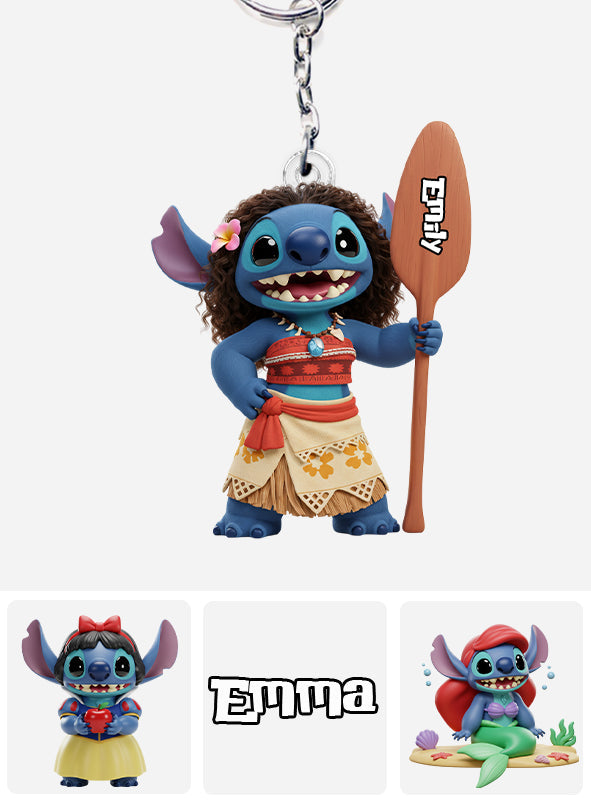 Blue Ohana Princess - Personalized Ohana Keychain