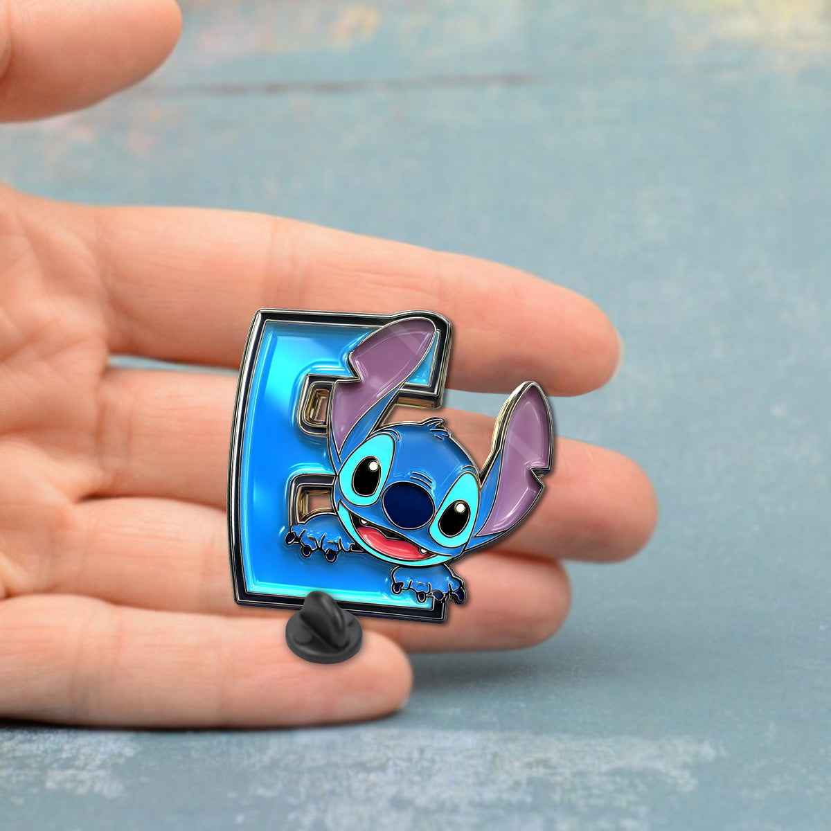 Blue Monster Letter Alphabet Custom - Personalized Ohana Pin