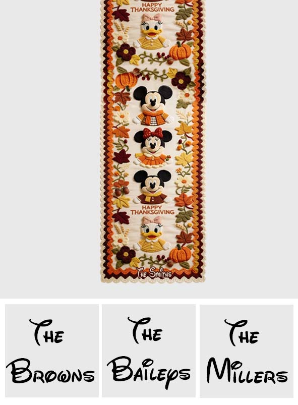 Happy Thanksgiving - Personalized Mouse Custom Shape Table Runner