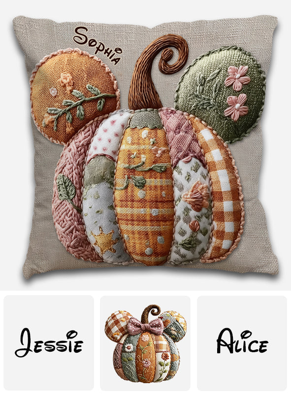 Magical Mouse Ears Fall Pumpkin - Personalized Mouse Throw Pillow