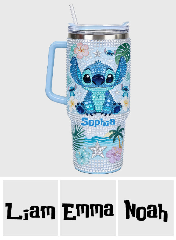 Ohana Means Family - Personalized Ohana Rhinestone Tumbler With Handle