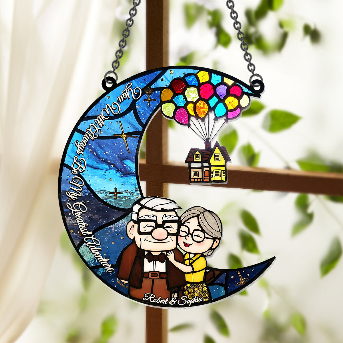You Are My Greatest Adventure - Personalized Mouse Window Hanging Suncatcher Ornament