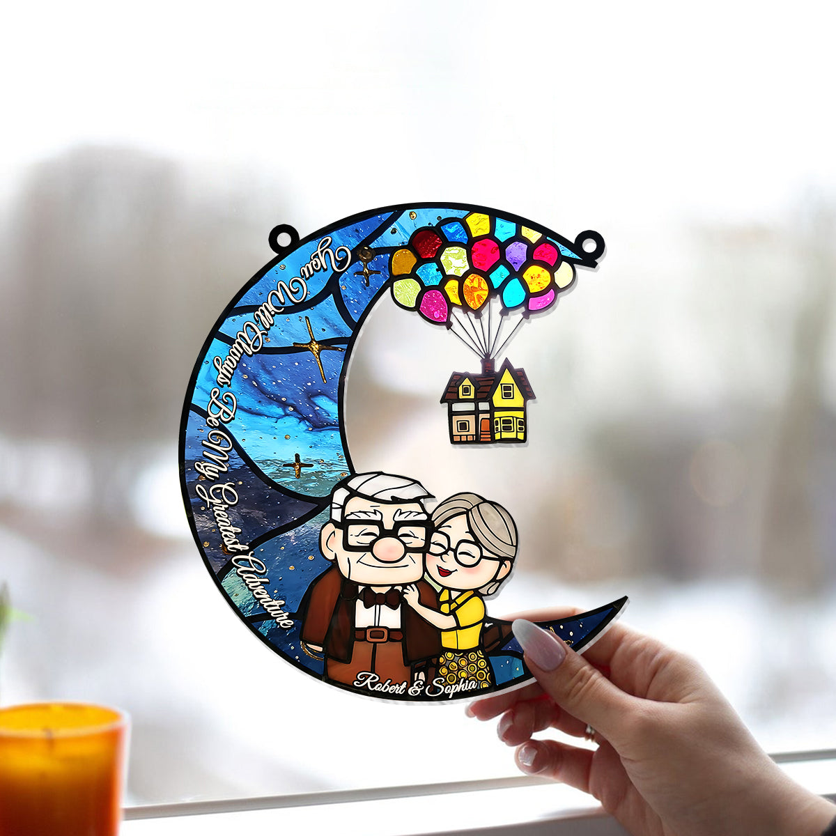 You Are My Greatest Adventure - Personalized Mouse Window Hanging Suncatcher Ornament