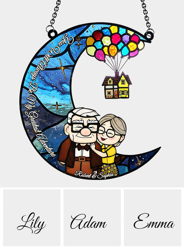You Are My Greatest Adventure - Personalized Mouse Window Hanging Suncatcher Ornament