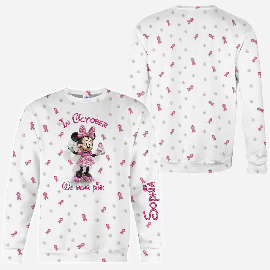 Cartoon Mouse Breast Cancer Awareness Month - Personalized Breast Cancer Awareness All Over Shirt