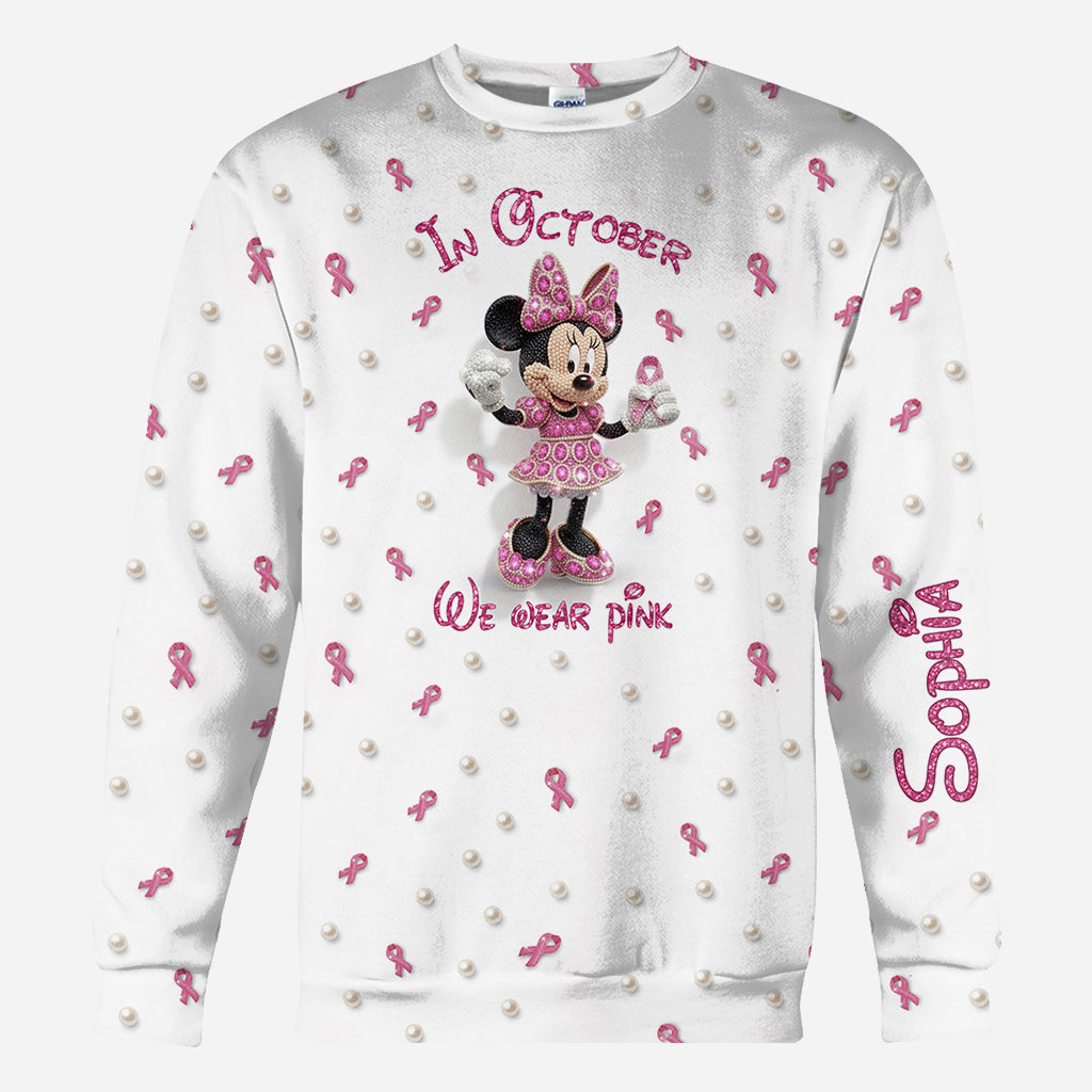Cartoon Mouse Breast Cancer Awareness Month - Personalized Breast Cancer Awareness All Over Shirt