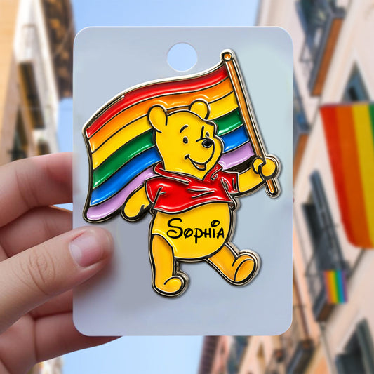 Yellow Bear Support - Personalized LGBT Support Pin