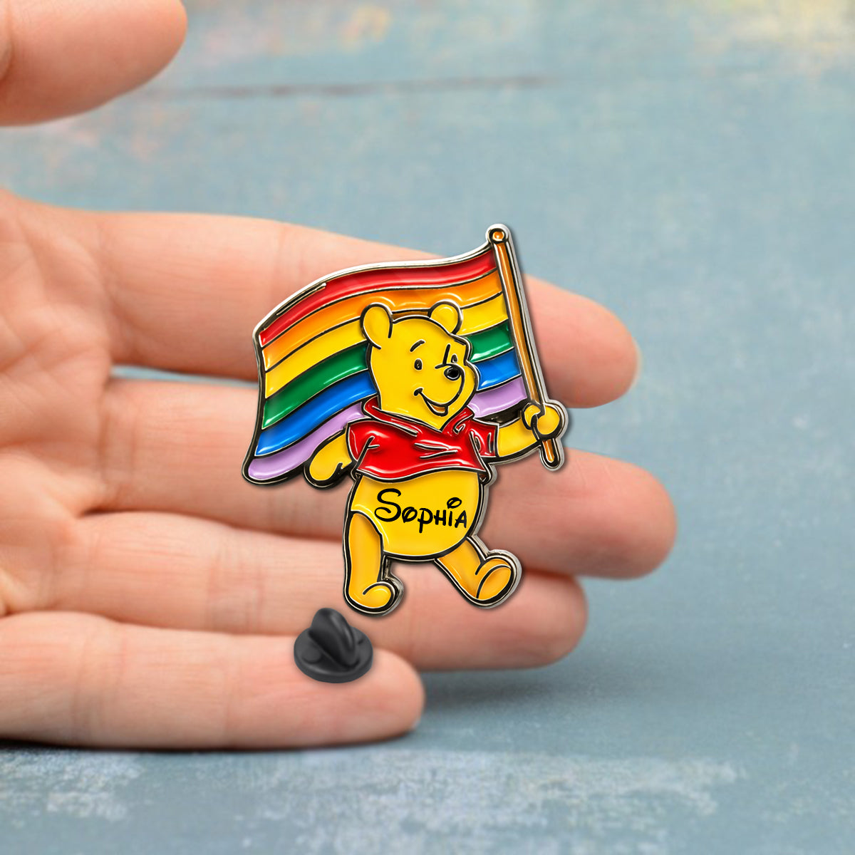 Yellow Bear Support - Personalized LGBT Support Pin