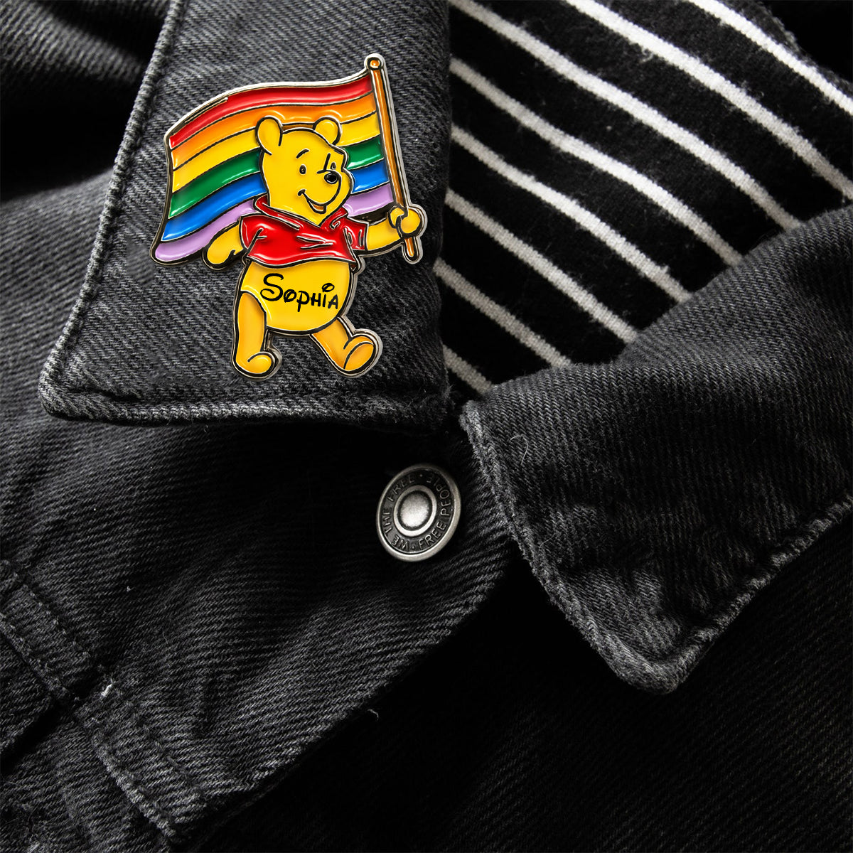 Yellow Bear Support - Personalized LGBT Support Pin