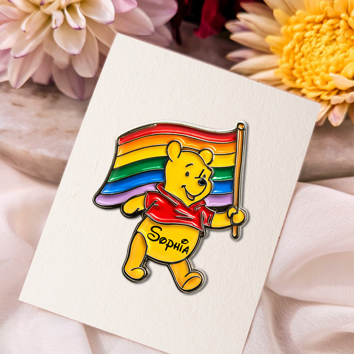 Yellow Bear Support - Personalized LGBT Support Pin