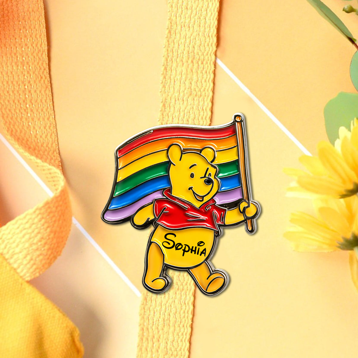 Yellow Bear Support - Personalized LGBT Support Pin