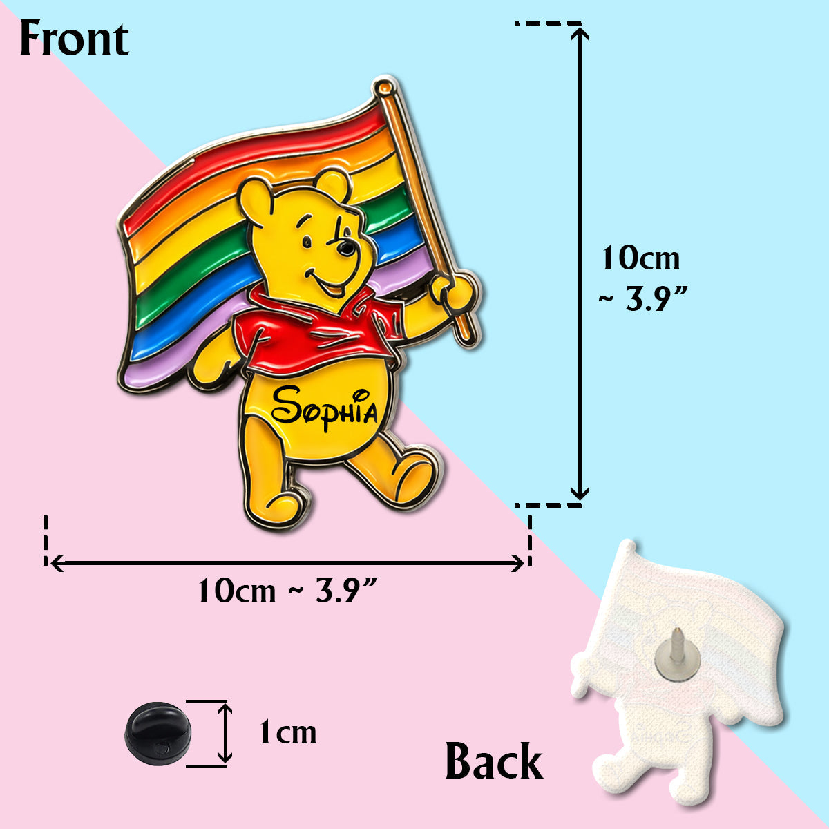 Yellow Bear Support - Personalized LGBT Support Pin