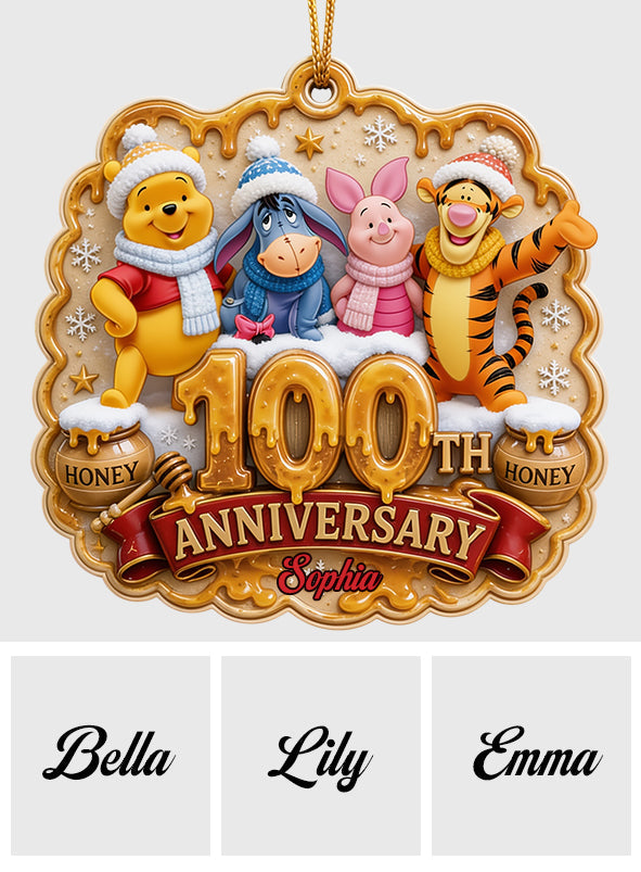 Honey Bear 100th Anniversary - Personalized Yellow Bear Premium 3D Ornament