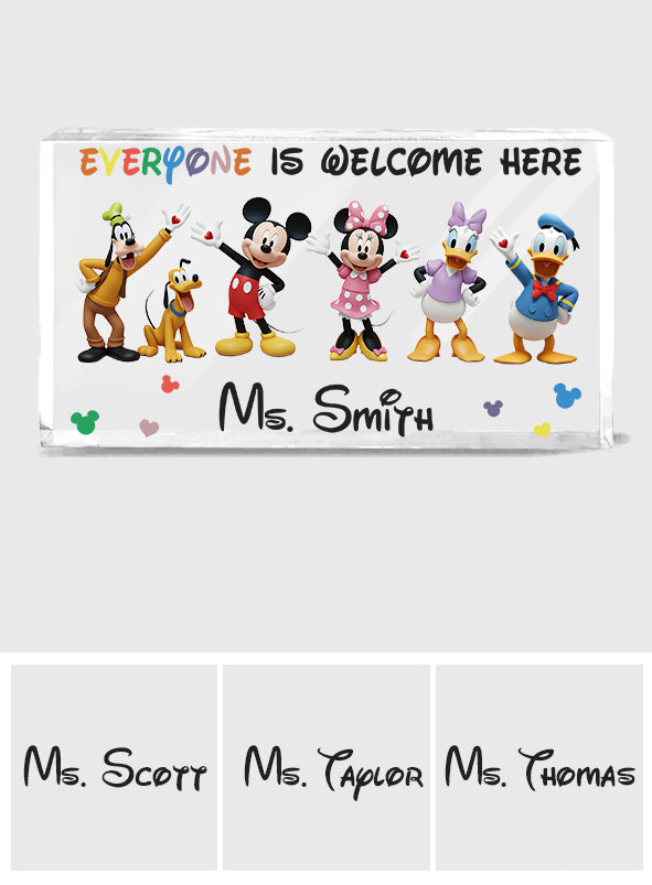 Everyone Is Welcome Here - Personalized Mouse Custom Shaped Acrylic Plaque