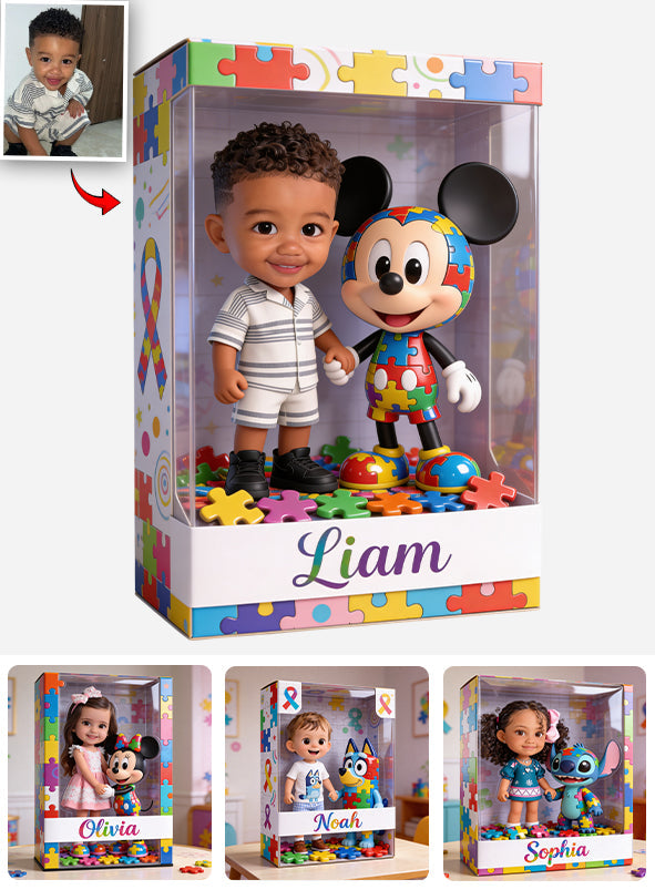 Autism Support Cartoon Puzzle Toy - Personalized Autism Awareness Custom Shaped Acrylic Plaque