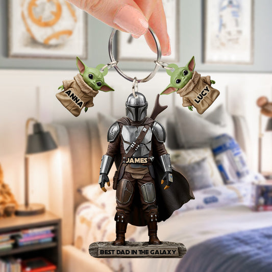 Best Dad In The Galaxy - Personalized The Force Keychain with Charms