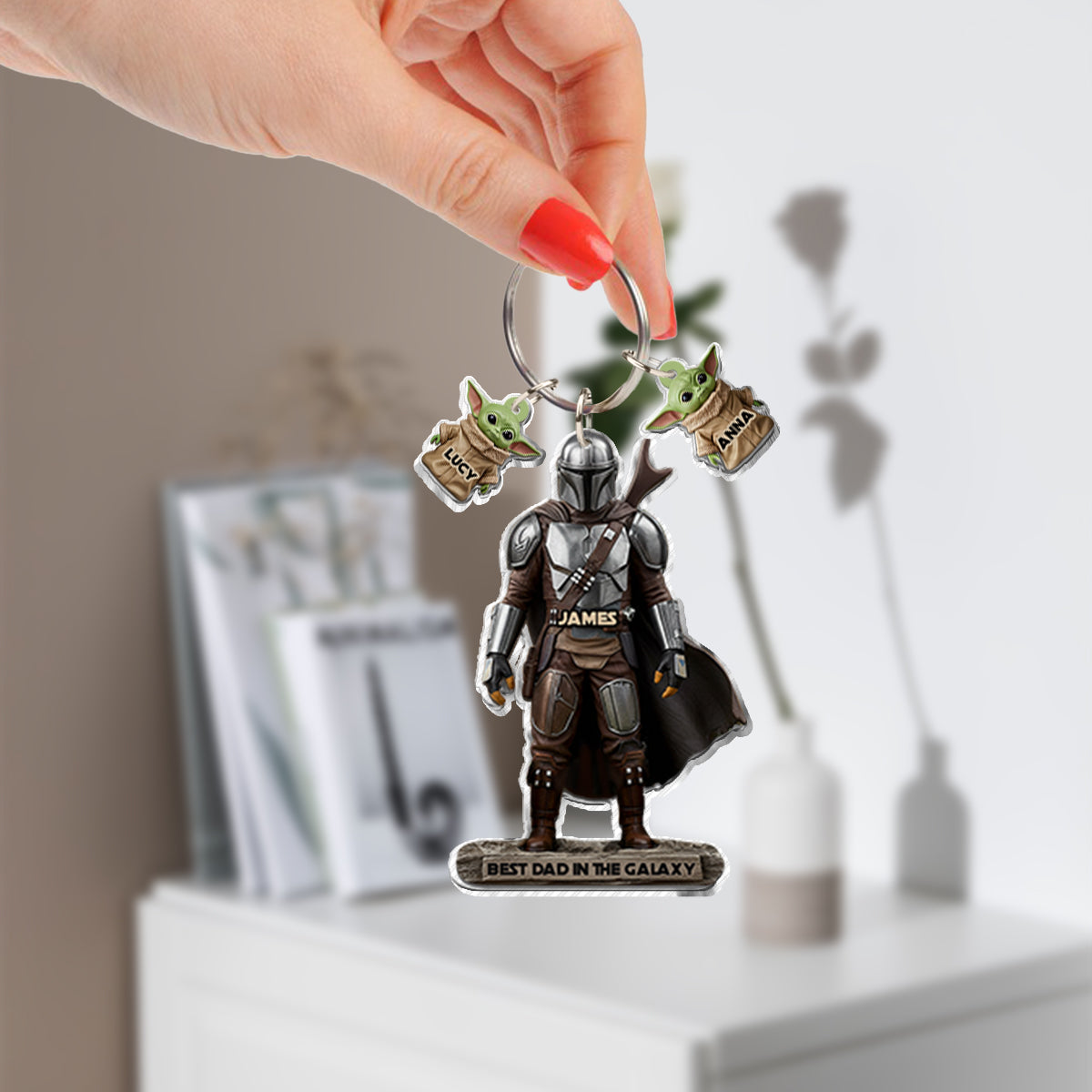 Best Dad In The Galaxy - Personalized The Force Keychain with Charms