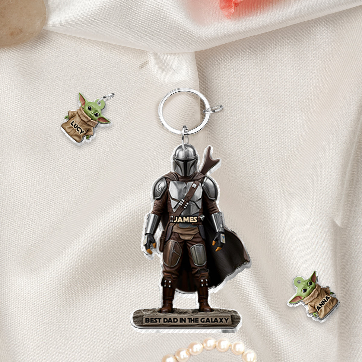 Best Dad In The Galaxy - Personalized The Force Keychain with Charms