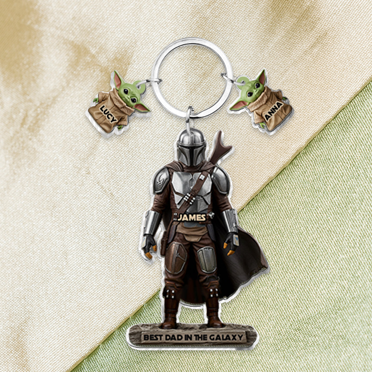 Best Dad In The Galaxy - Personalized The Force Keychain with Charms