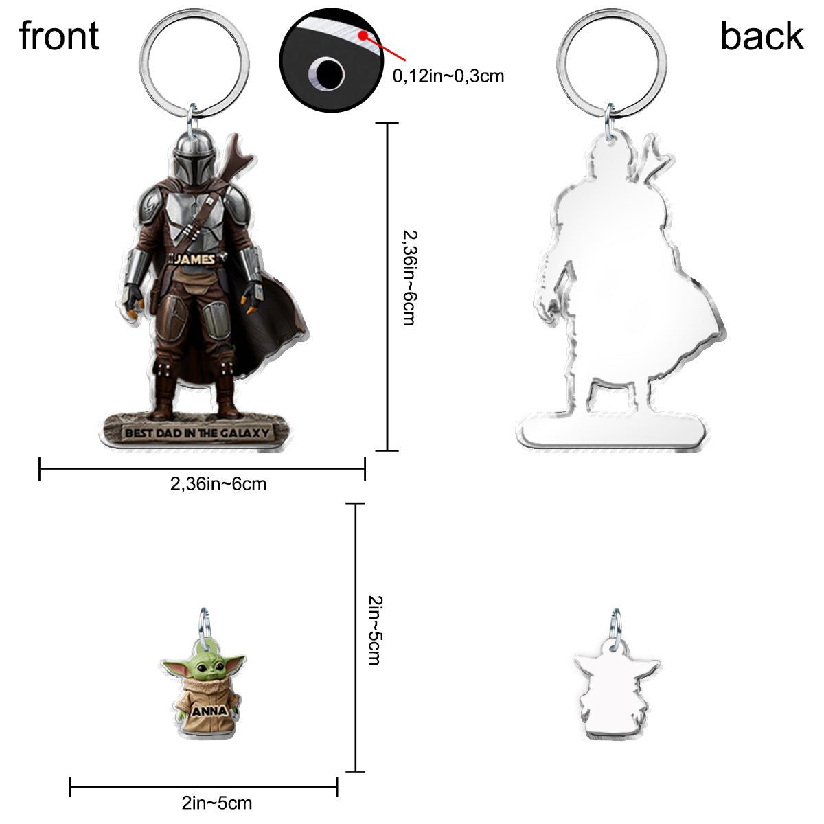 Best Dad In The Galaxy - Personalized The Force Keychain with Charms