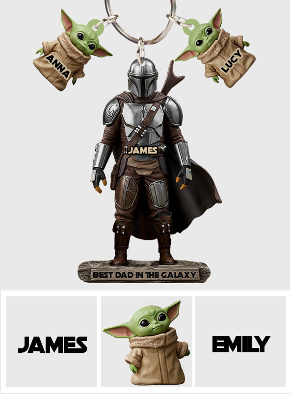 Best Dad In The Galaxy - Personalized The Force Keychain with Charms