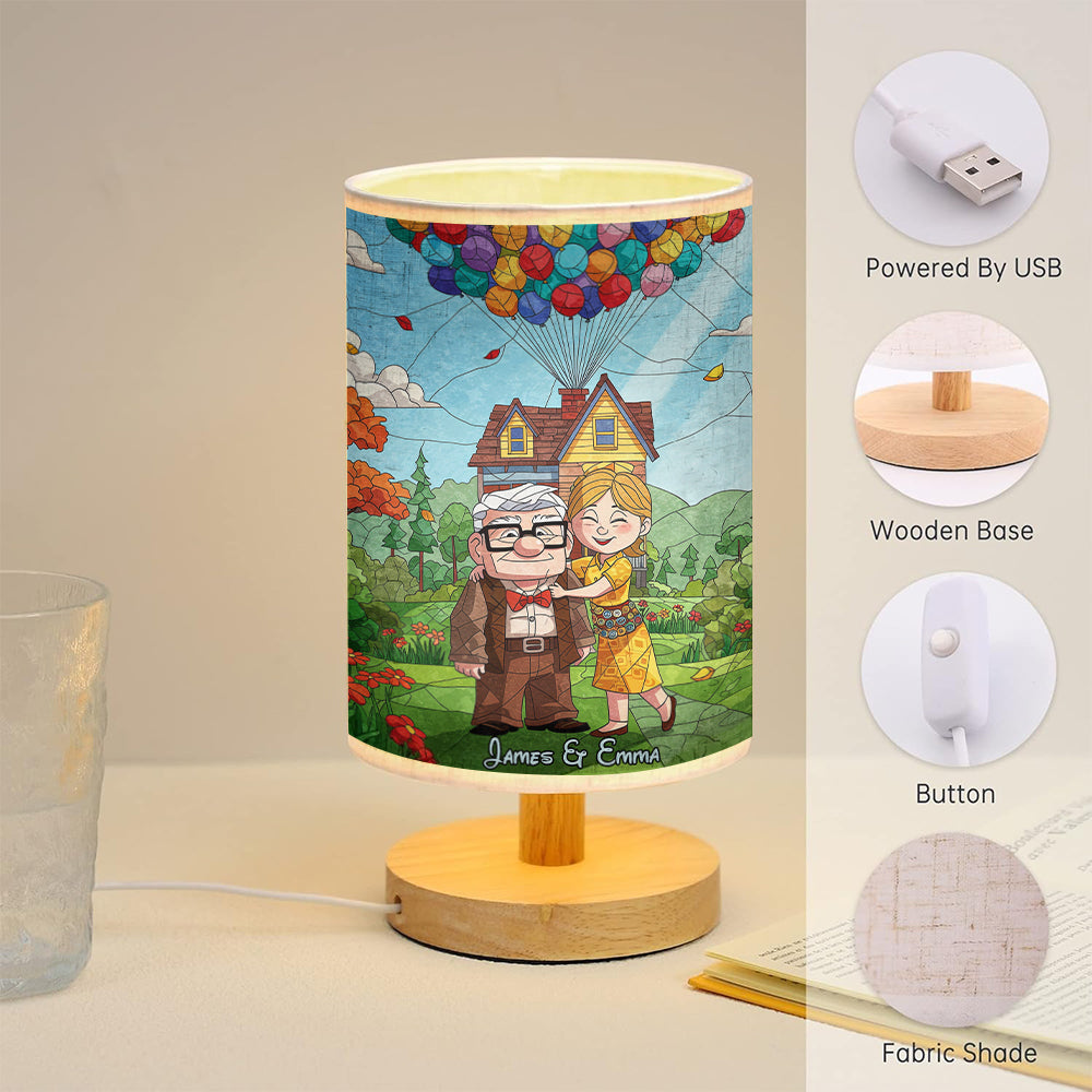 You Are My Greatest Adventure - Personalized Mouse Table Lamp with Wood Base