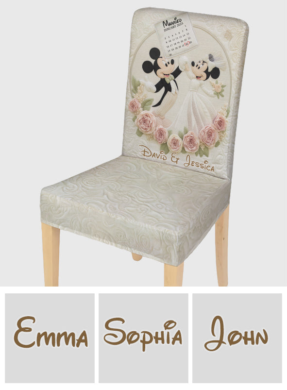 Magical Wedding Anniversary - Personalized Mouse Chair Cover Set