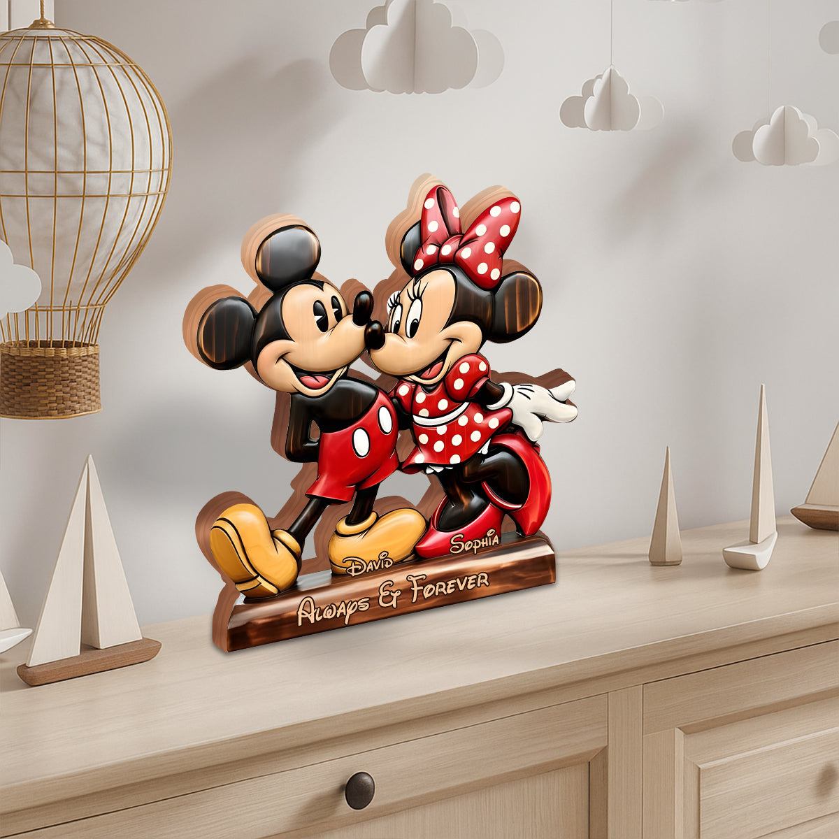 Always & Forever - Personalized Mouse Custom Shaped Wood Plaque