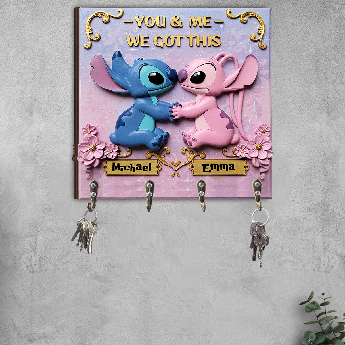 You & Me We Got This - Personalized Ohana Custom Shaped Key Rack