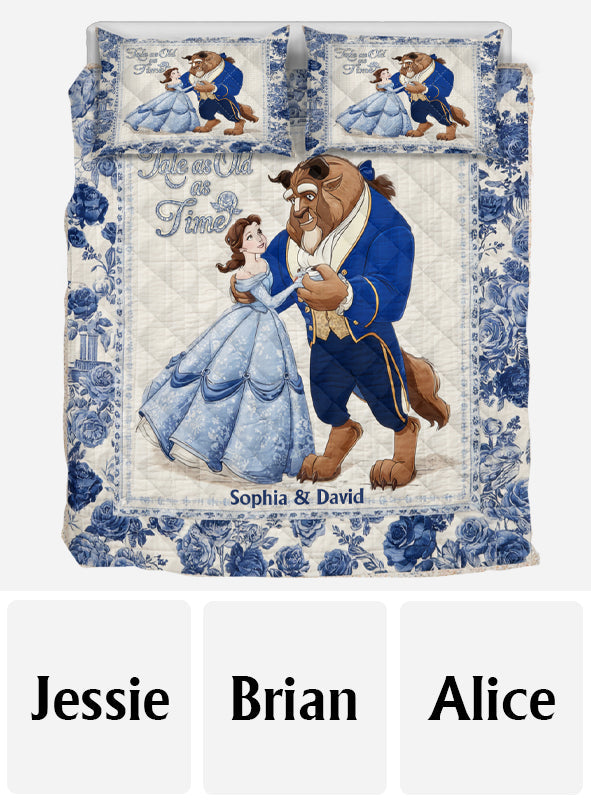 Tale as Old as Time - Couple Gift Toyle De Jouy Style - Personalized Couple Quilt Set