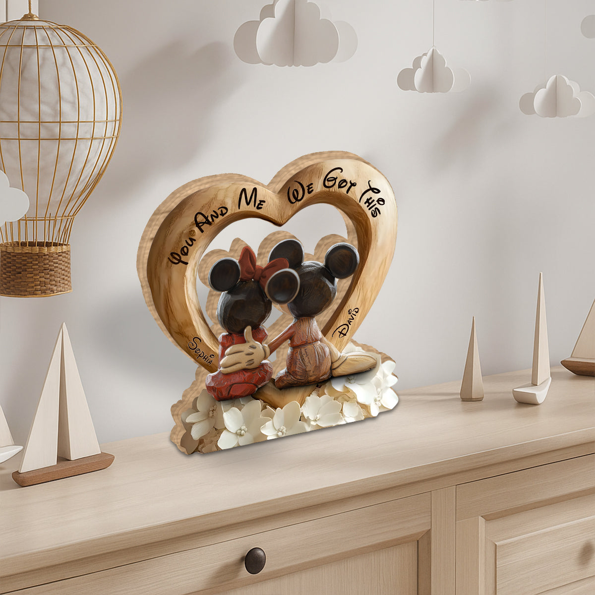 You And Me We Got This - Personalized Mouse Custom Shaped Wood Plaque