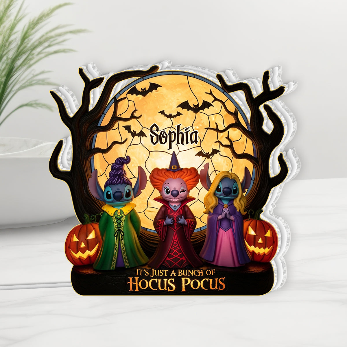 Blue Ohana Halloween Vibes - Personalized Ohana Acrylic LED Night Light