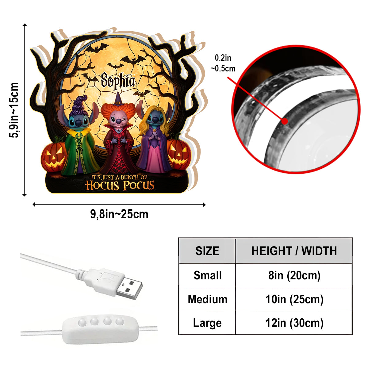 Blue Ohana Halloween Vibes - Personalized Ohana Acrylic LED Night Light