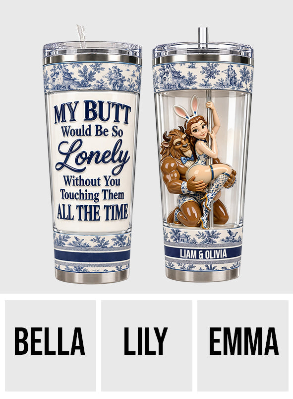 Naughty Fairytale Couple Toile de Jouy - Personalized Beauty And The Beast Tumbler