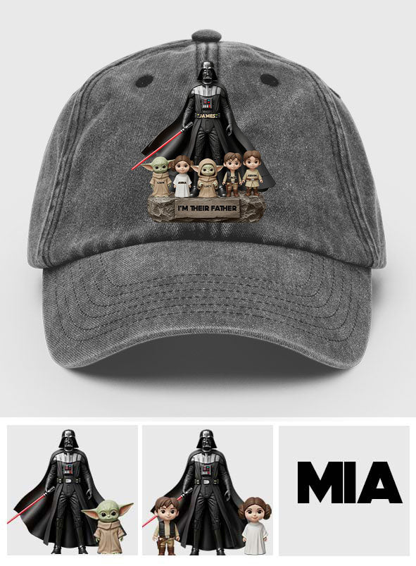 I Am Their Father - Personalized The Force Washed Denim Cap