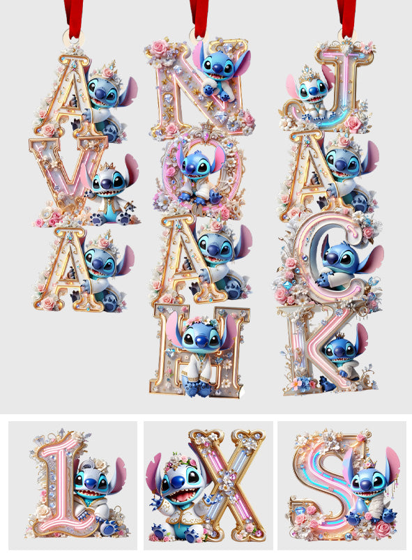 Blue Ohana Name Letter - Personalized Ohana Transparent Ornament