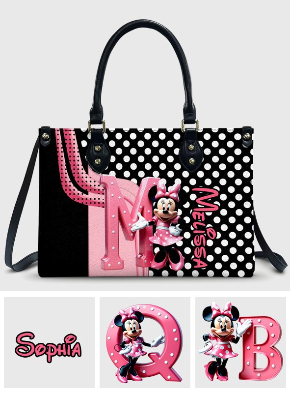 Pink Mouse Ears - Personalized Mouse Leather Handbag