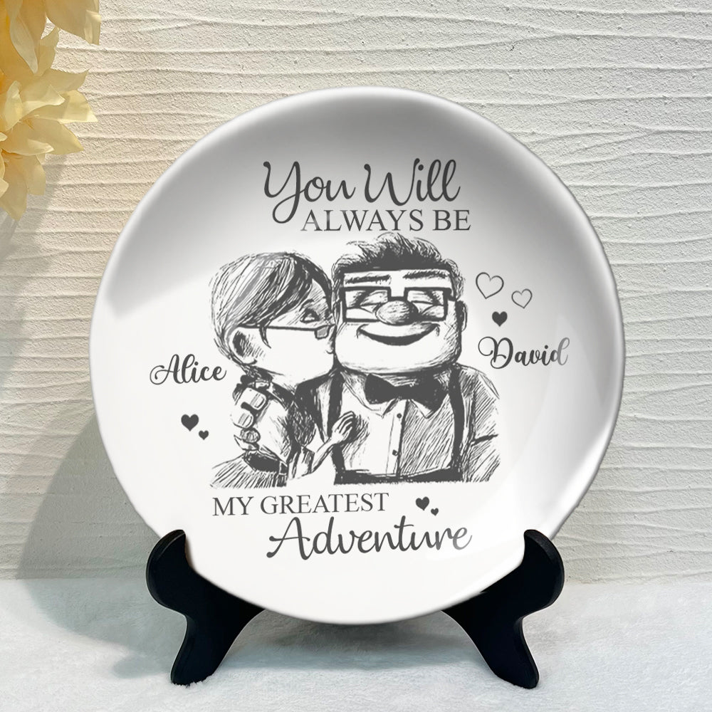 Carl and Elli - Personalized Mouse Ceramic Round Plate