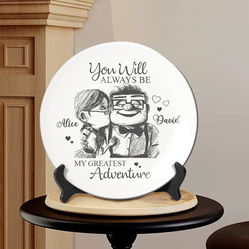 Carl and Elli - Personalized Mouse Ceramic Round Plate