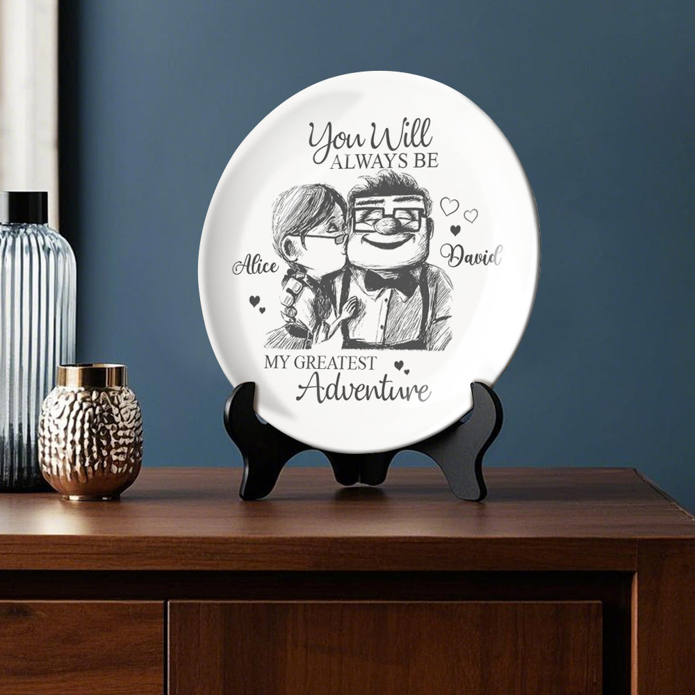 Carl and Elli - Personalized Mouse Ceramic Round Plate