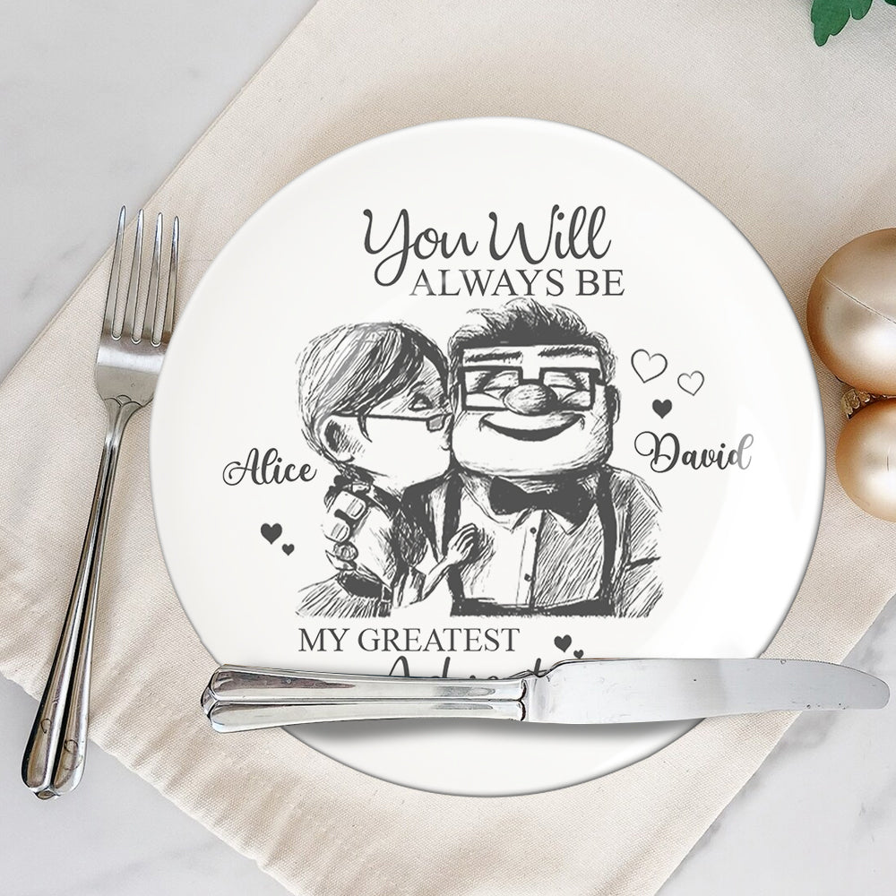 Carl and Elli - Personalized Mouse Ceramic Round Plate