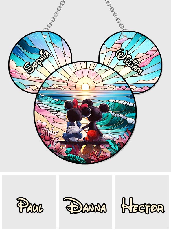 Romantic Sunrise - Personalized Mouse Window Hanging Suncatcher Ornament