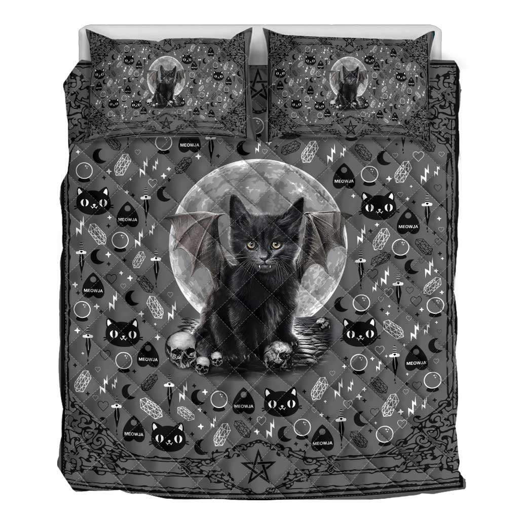 Moon Cat Black Cat Quilt Set 0622