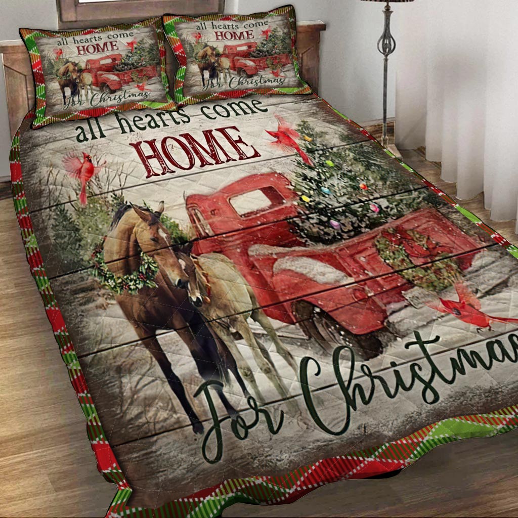 All Hearts Come Home For Christmas Horse Quilt Set 0622